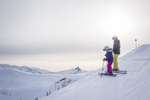 Mother and Daughter skiing in Whistler