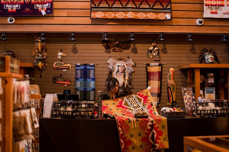 Inside a native First Nations gift store at the SLCC